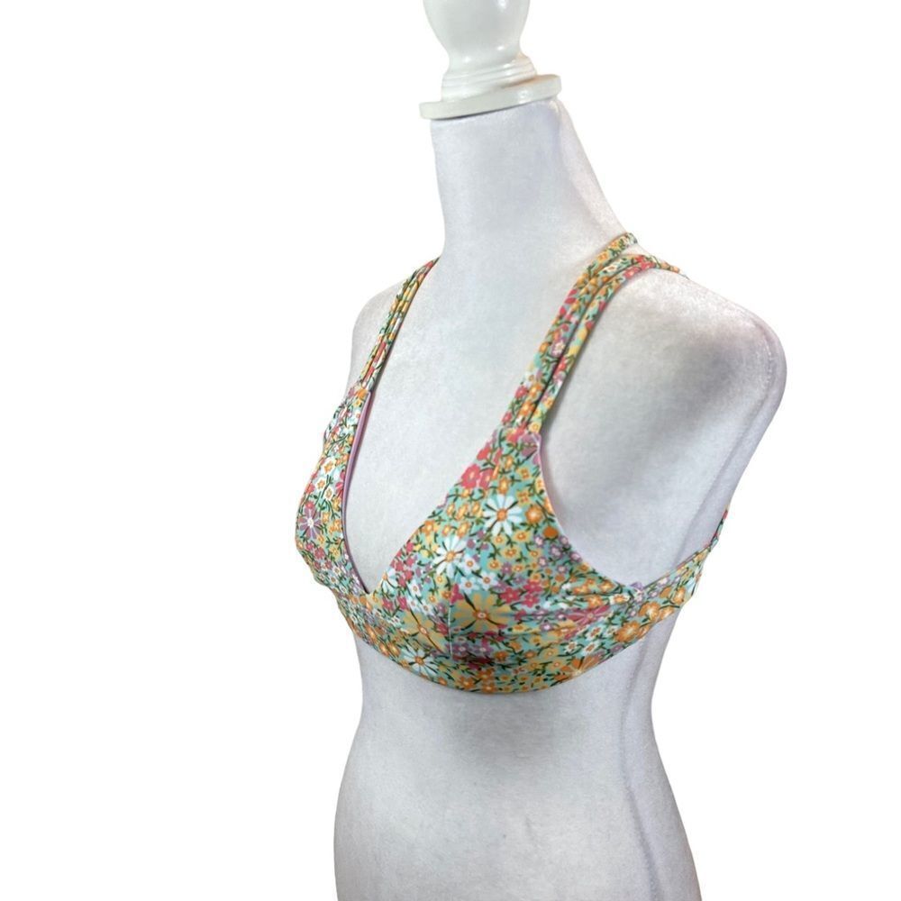 Kulani Kinis Brand Floral Triple Straps Bikini Top Size Small